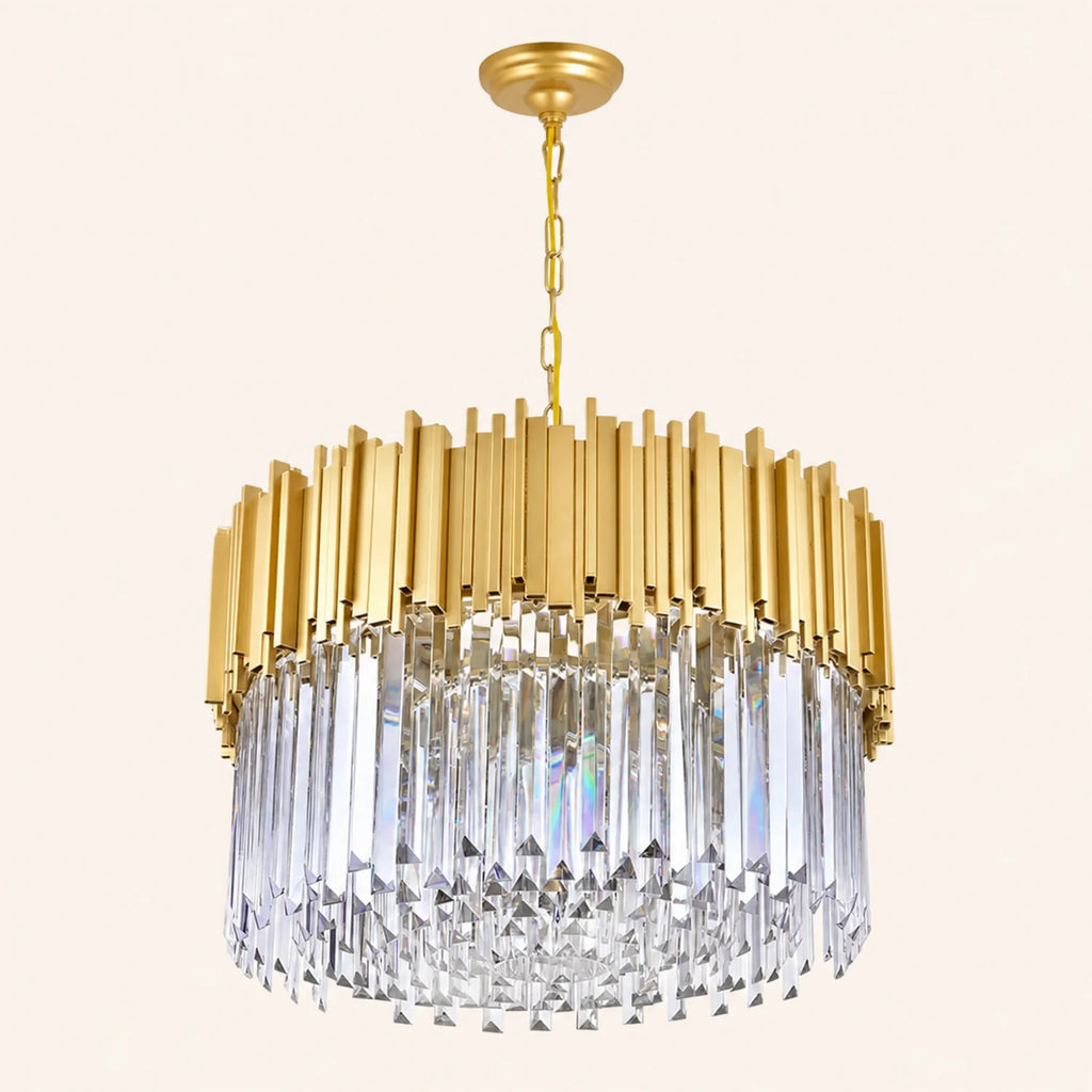 Deco 7 Light Medallion Gold Down Chandelier