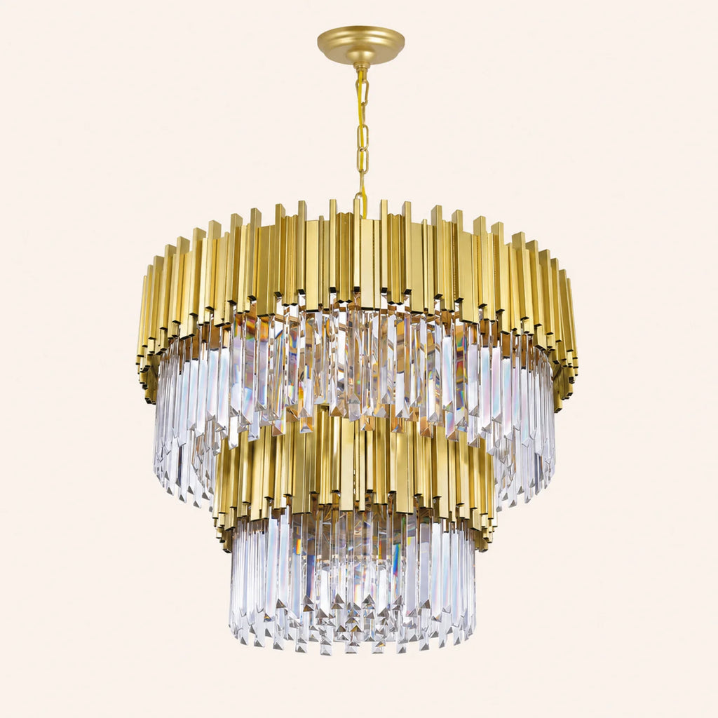 Deco 12 Light Medallion Gold Down Chandelier