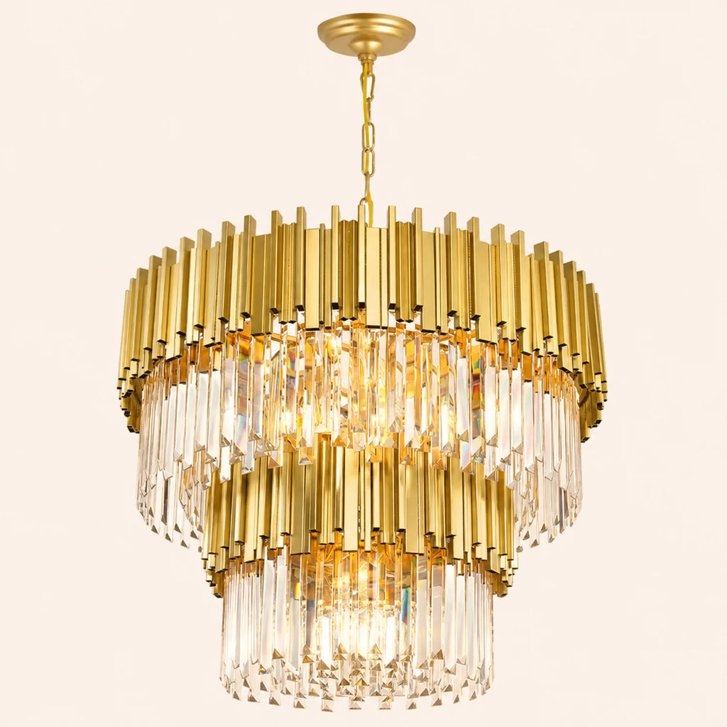 Deco 12 Light Medallion Gold Down Chandelier