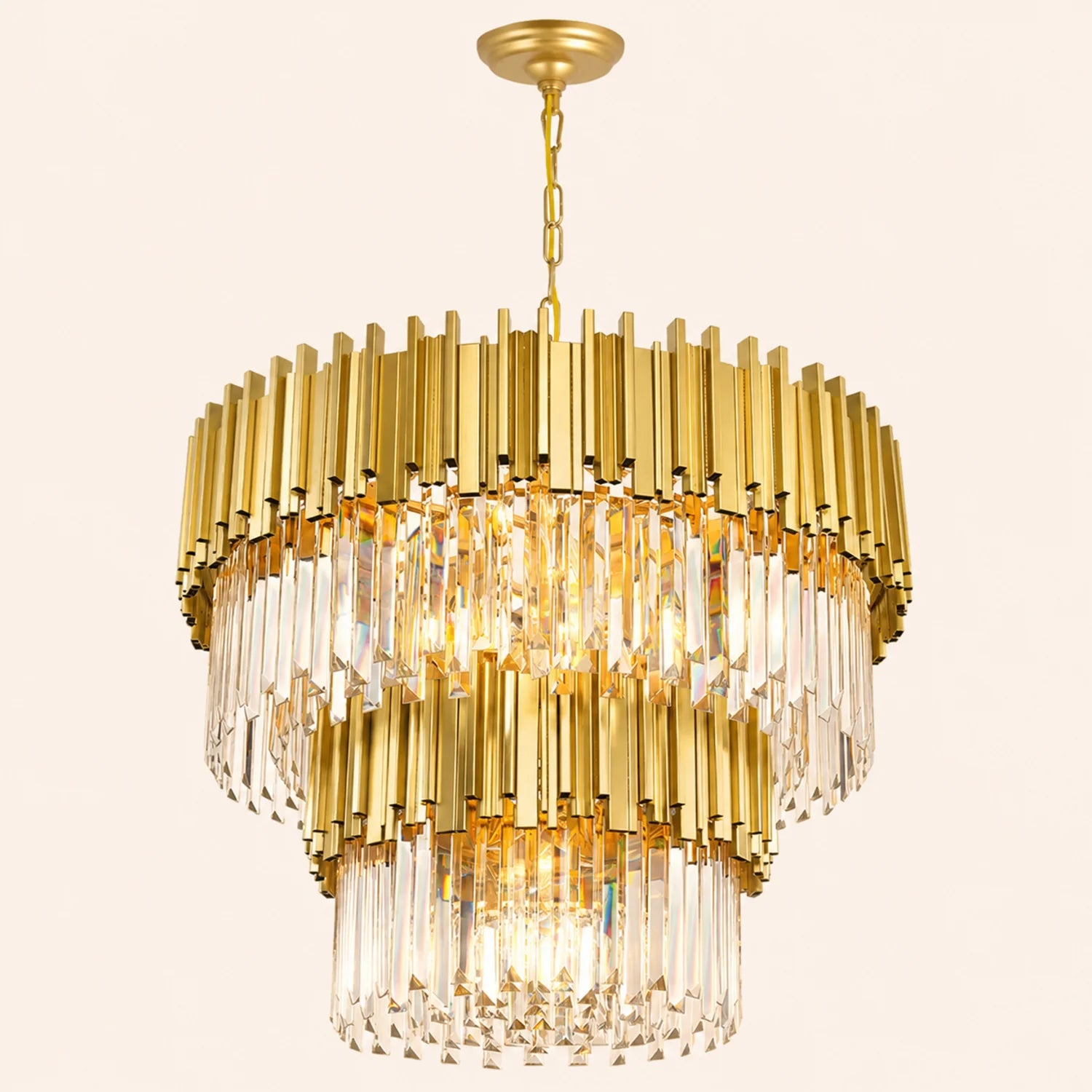 Deco 12 Light Medallion Gold Down Chandelier