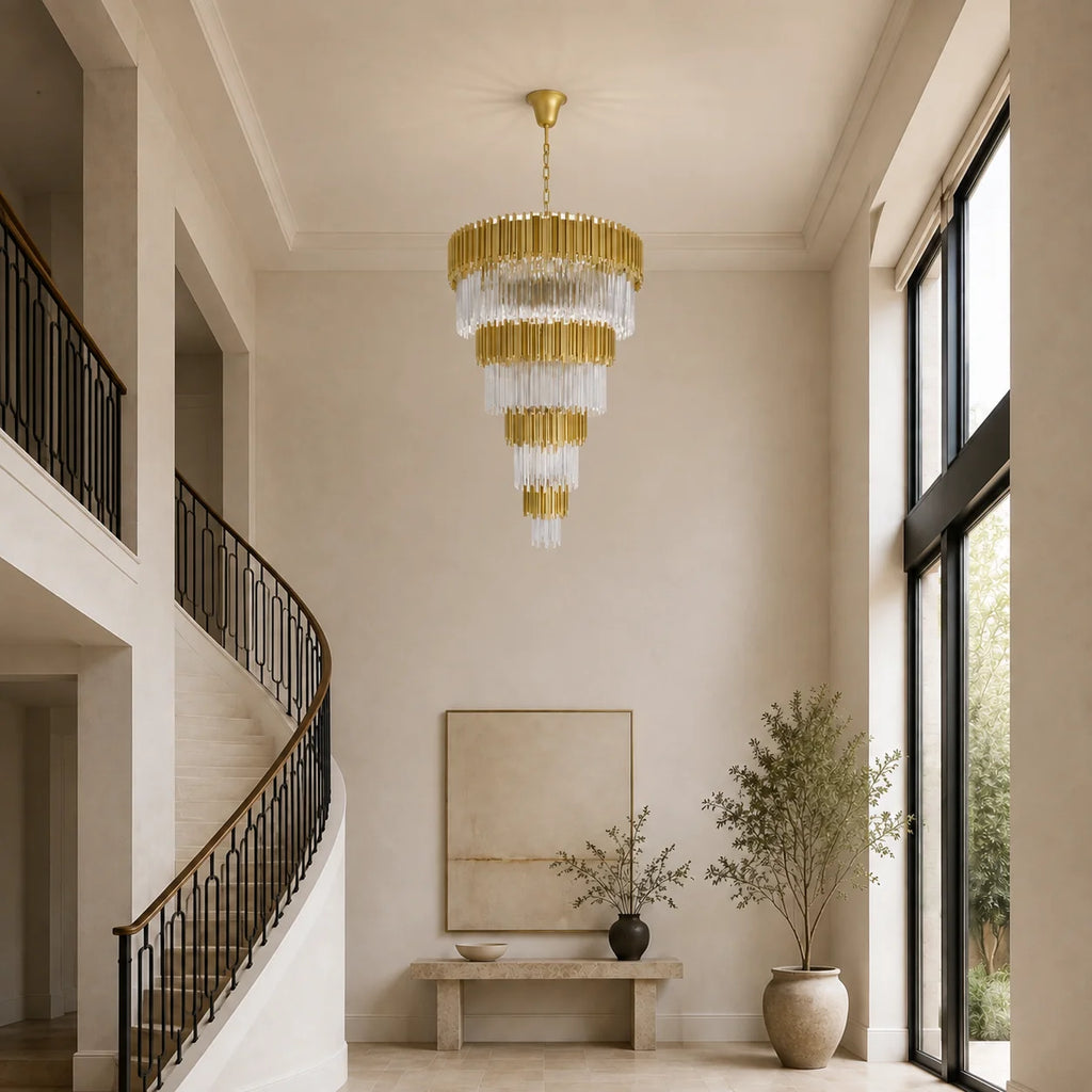 Deco 34 Light Medallion Gold Down Chandelier