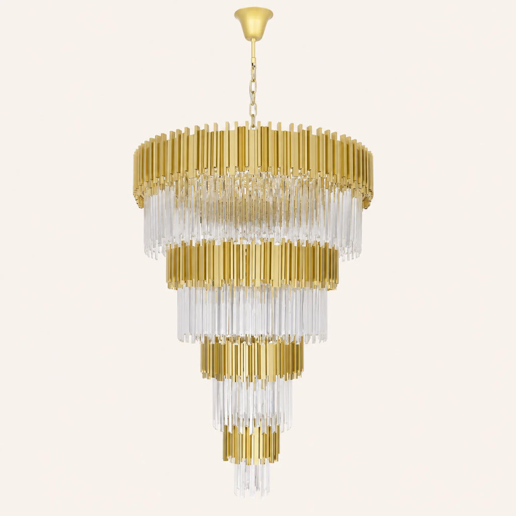 Deco 34 Light Medallion Gold Down Chandelier