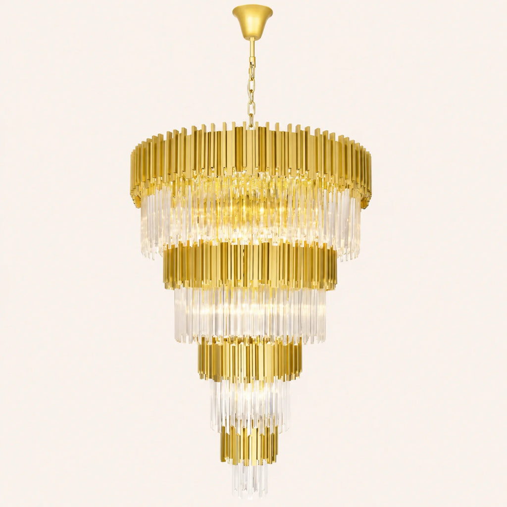 Deco 34 Light Medallion Gold Down Chandelier
