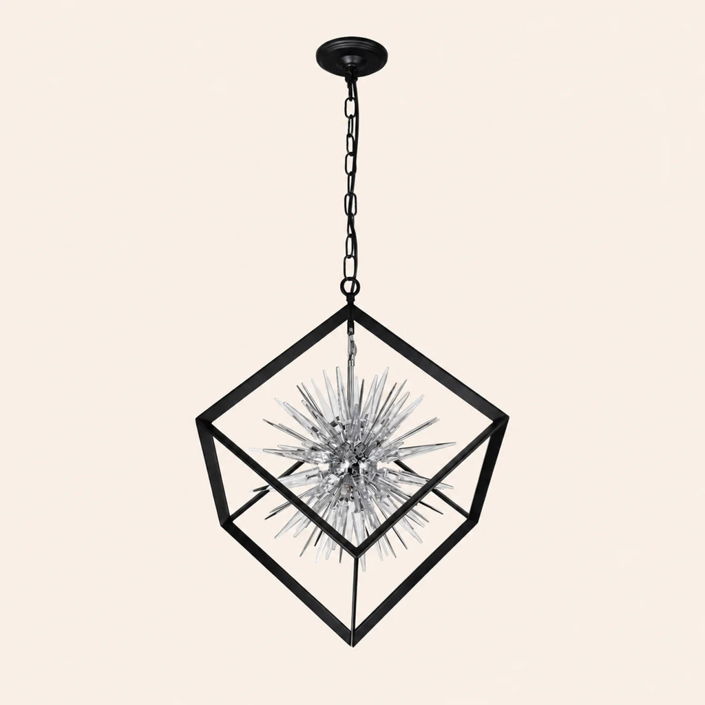 Starburst 6 Light Chrome & Black Chandelier