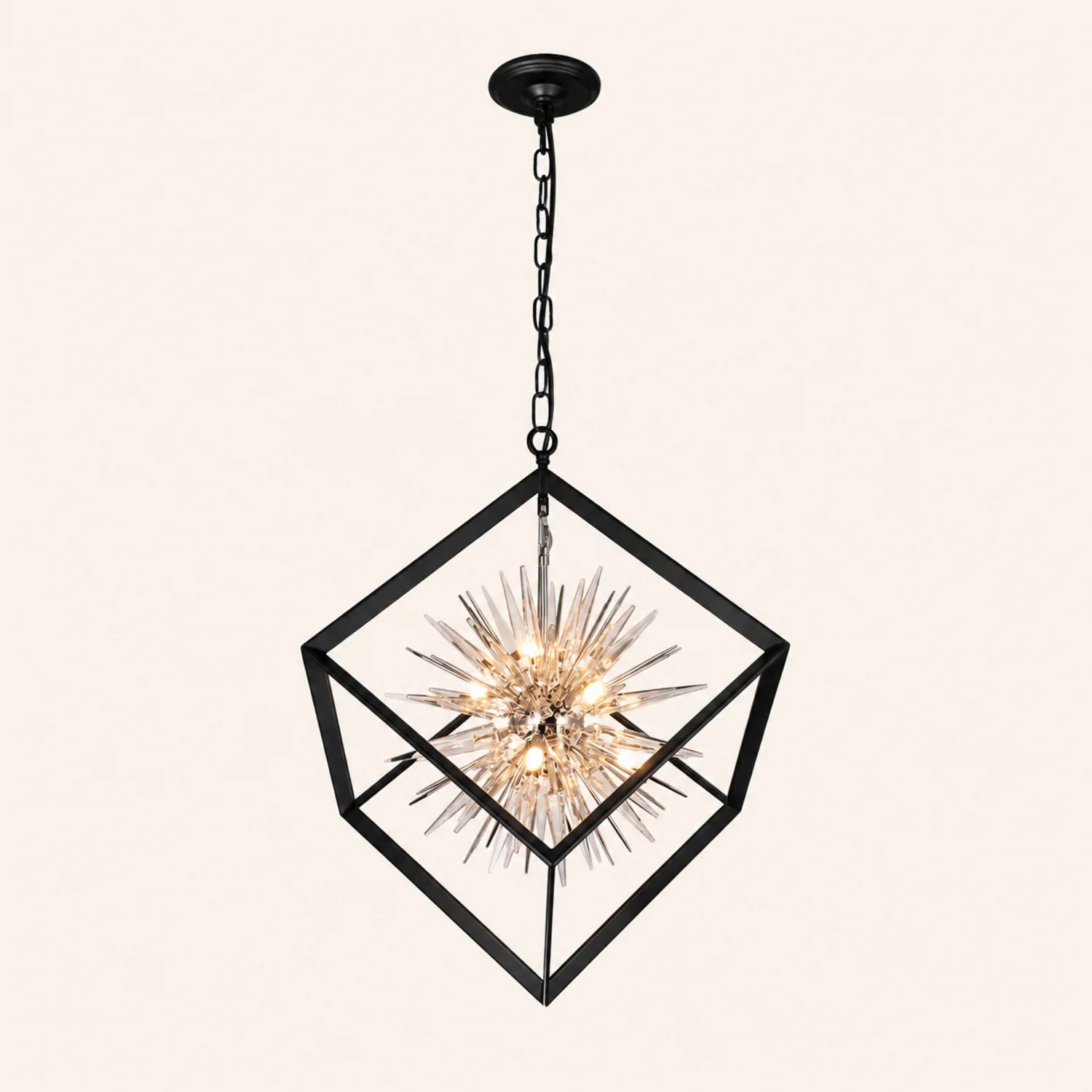 Starburst 6 Light Chrome & Black Chandelier