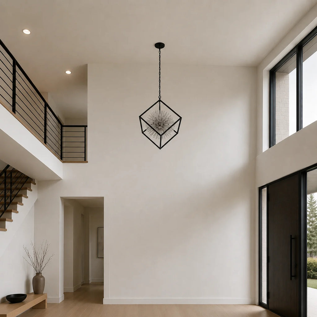 Starburst 20 Light Chrome & Black Chandelier