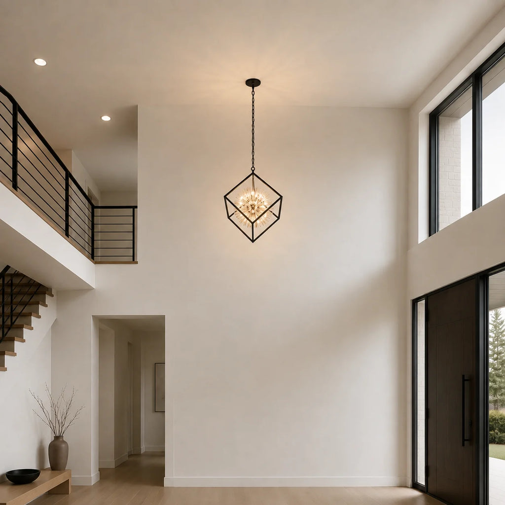 Starburst 20 Light Chrome & Black Chandelier
