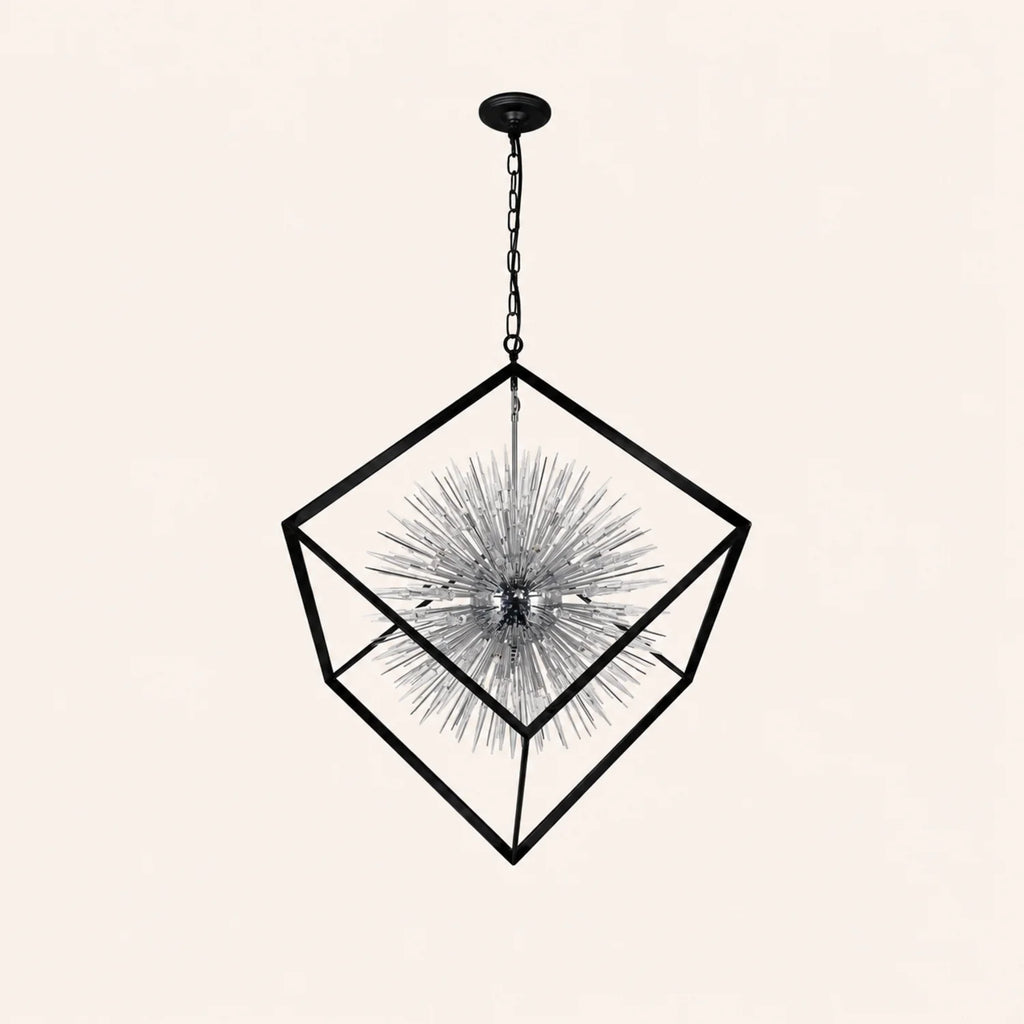 Starburst 20 Light Chrome & Black Chandelier