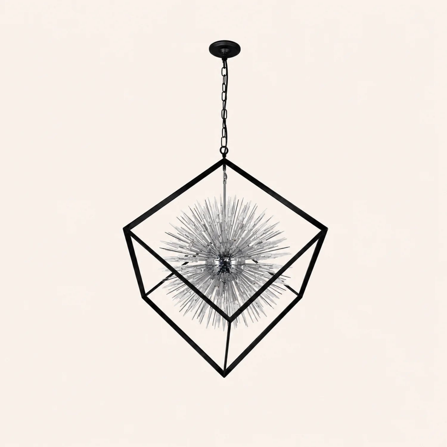 Starburst 20 Light Chrome & Black Chandelier