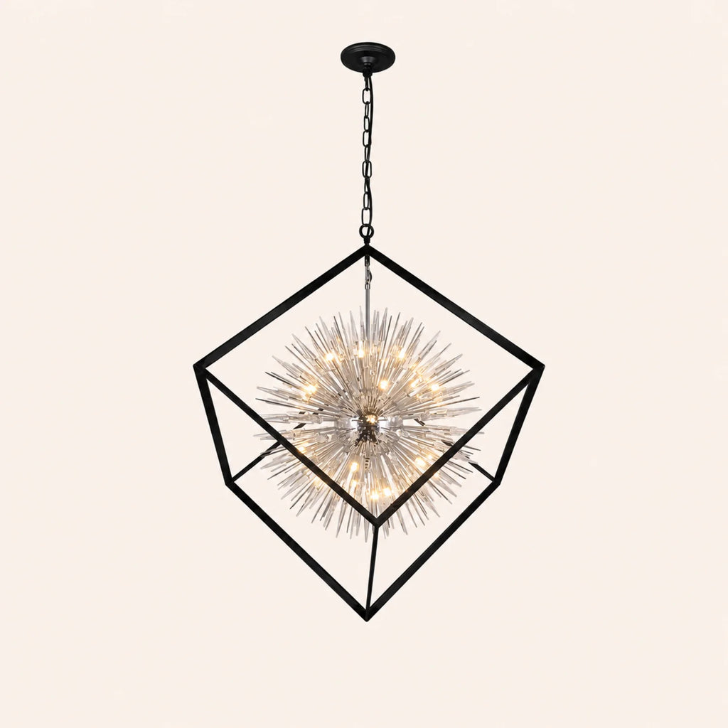 Starburst 20 Light Chrome & Black Chandelier