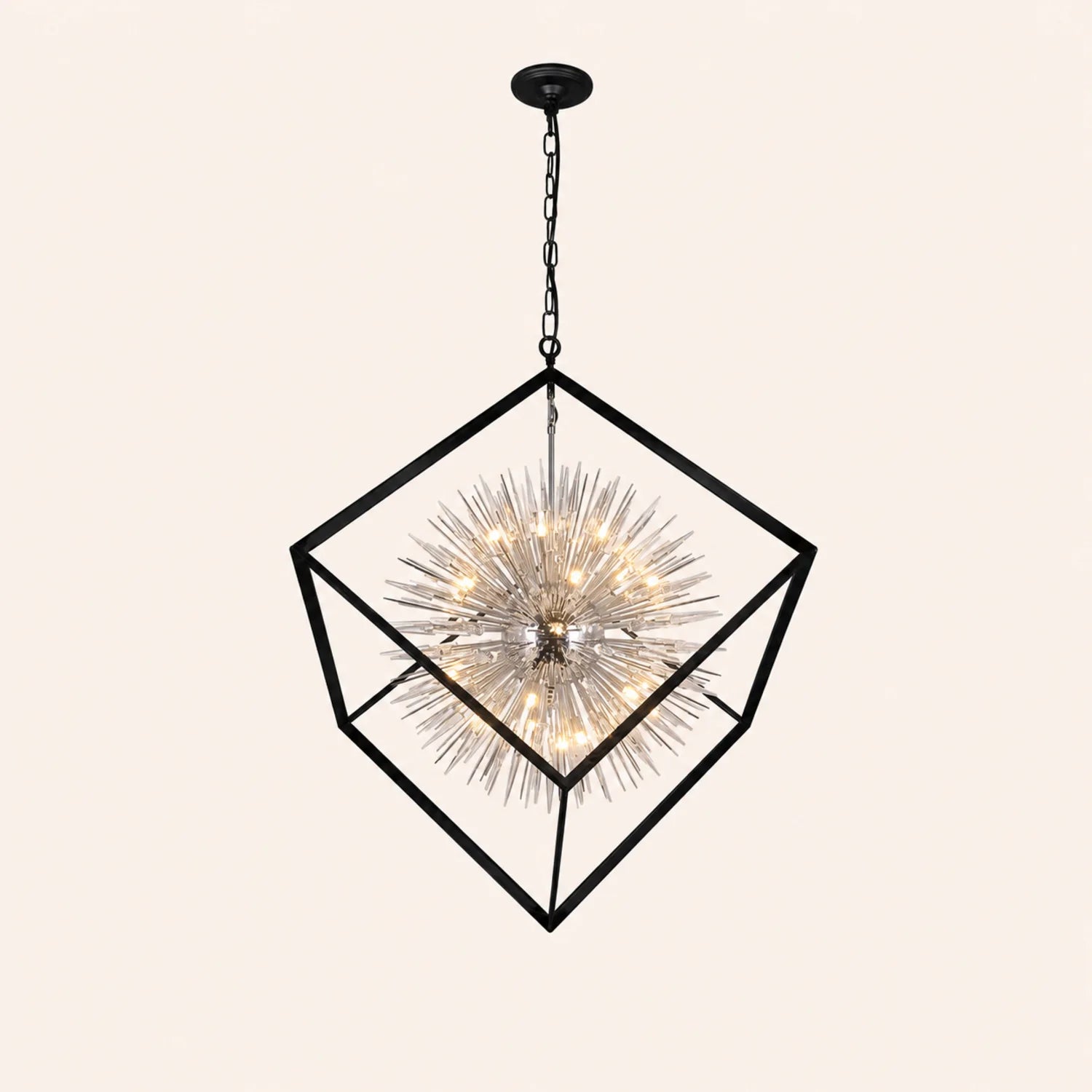 Starburst 20 Light Chrome & Black Chandelier