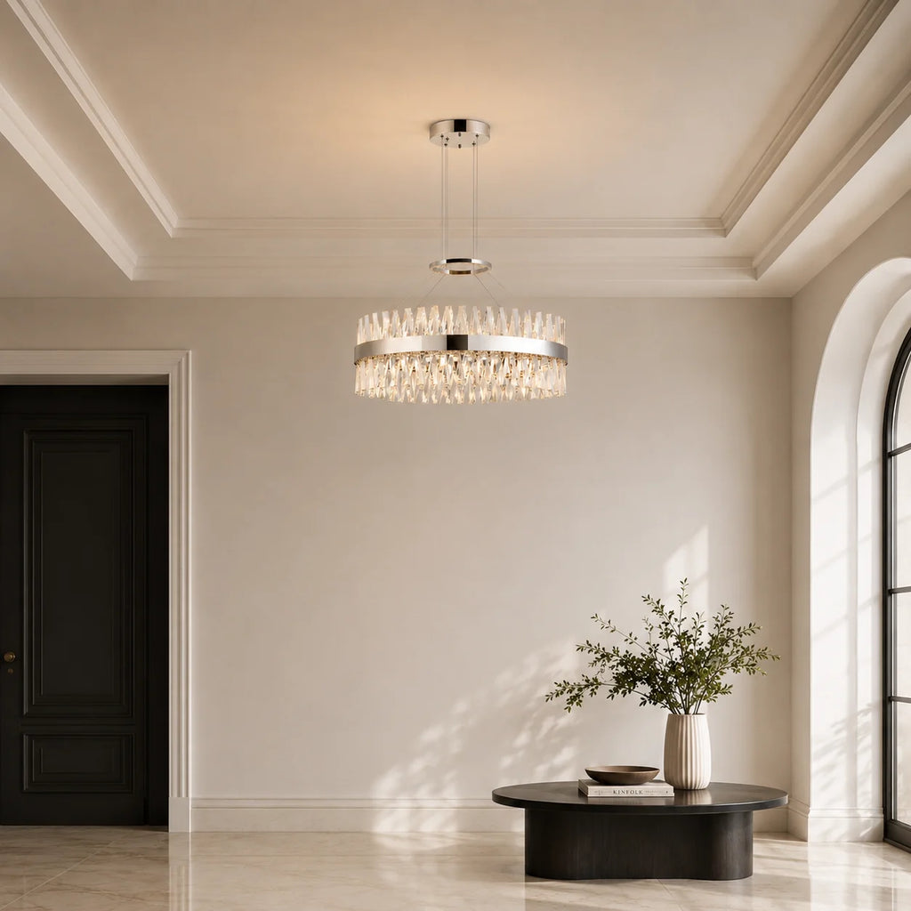 Glace Integrated LED 40in Oval Chrome Chandelier
