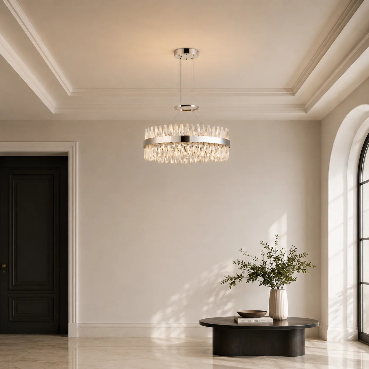 Glace Integrated LED 40in Oval Chrome Chandelier