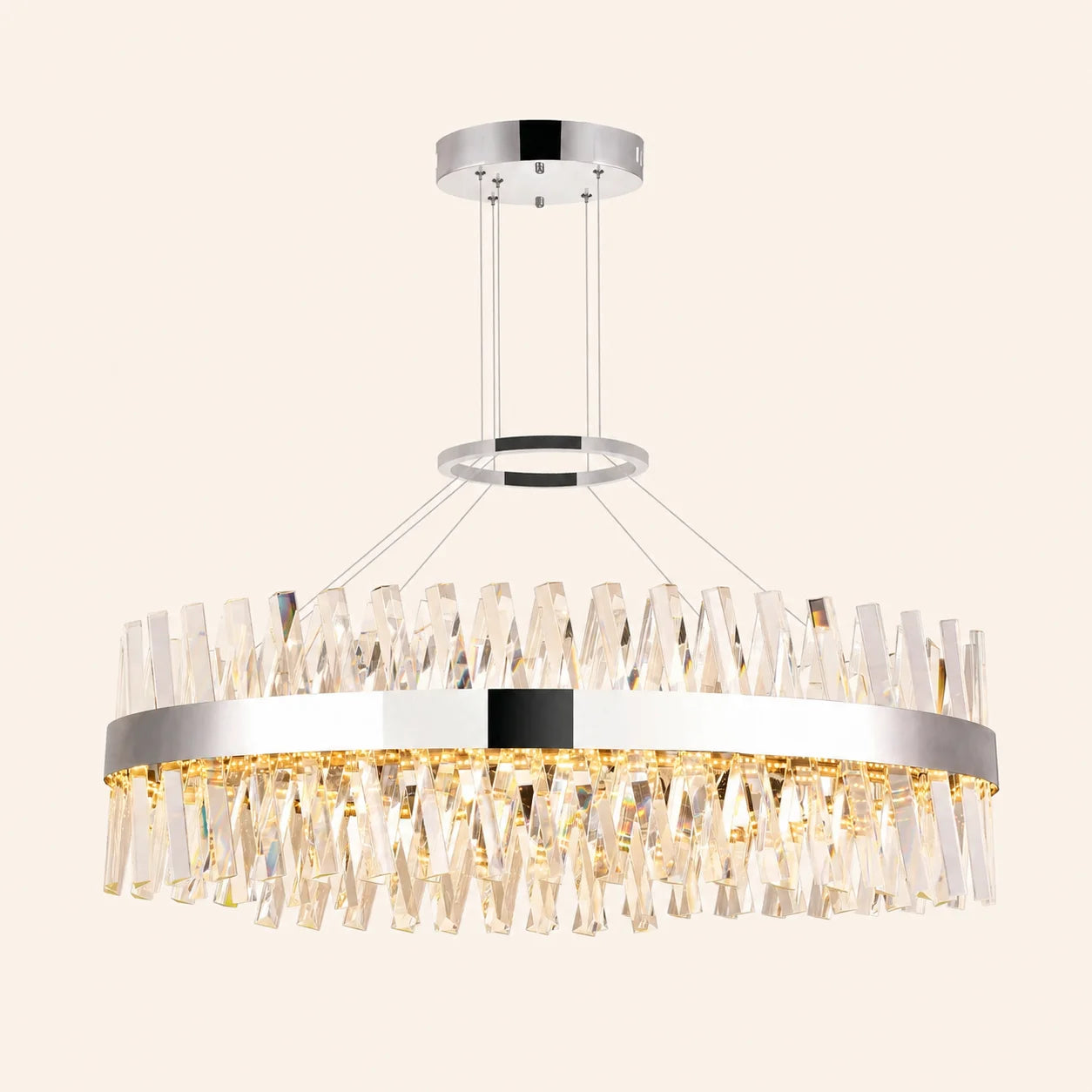 Glace Integrated LED 40in Oval Chrome Chandelier