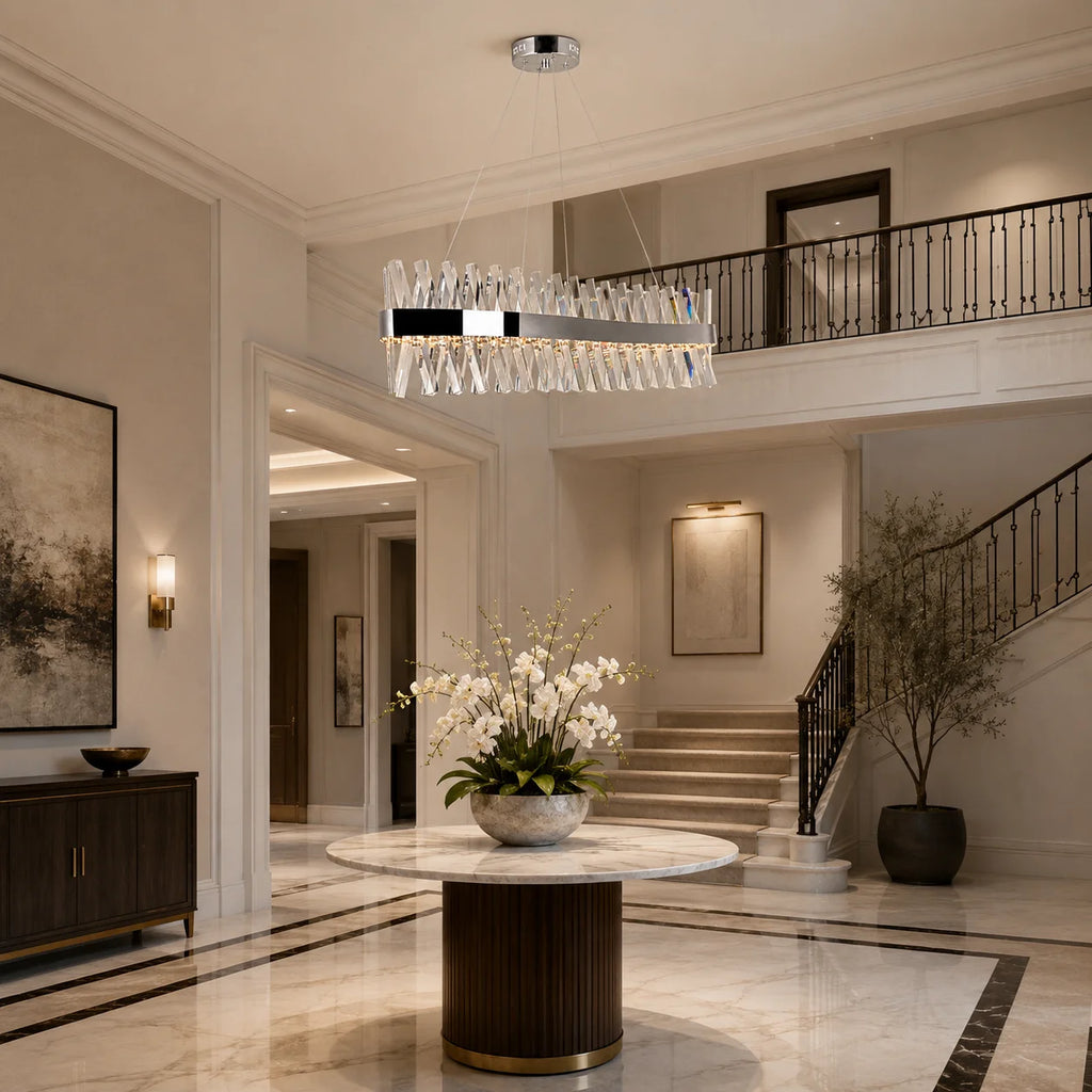 Glace Integrated LED 40in Curved Chrome Chandelier