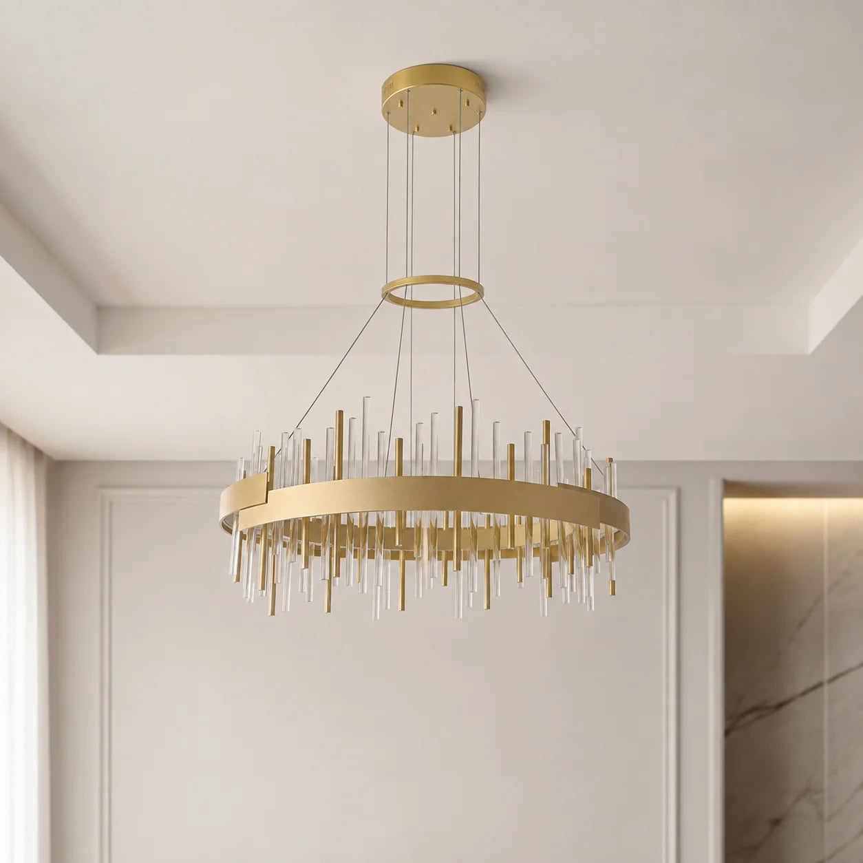 Millipede Integrated LED 32in Satin Gold Chandelier