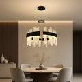 Guadiana Integrated LED 32in Black Chandelier with Handcrafted Glass