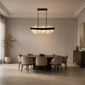 Guadiana Integrated LED 39in Black Chandelier with Handcrafted Glass