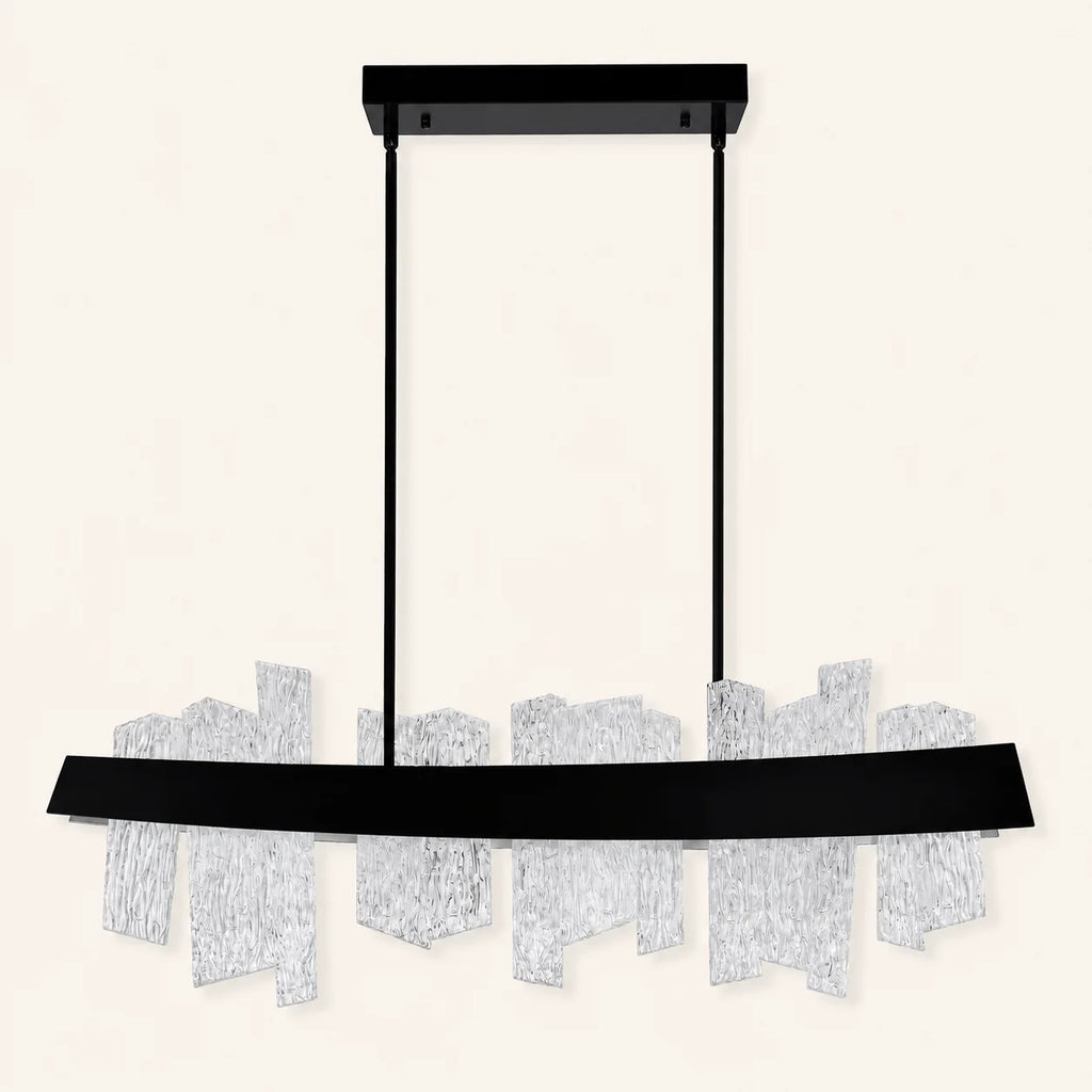 Guadiana Integrated LED 39in Black Chandelier with Handcrafted Glass
