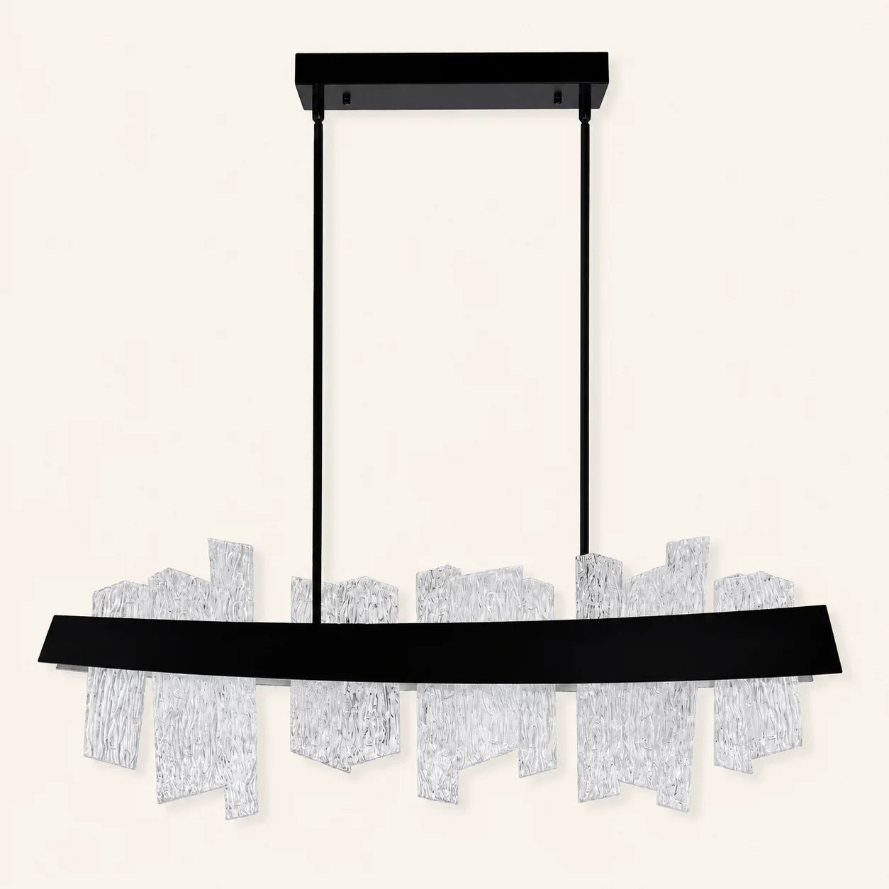 Guadiana Integrated LED 39in Black Chandelier with Handcrafted Glass