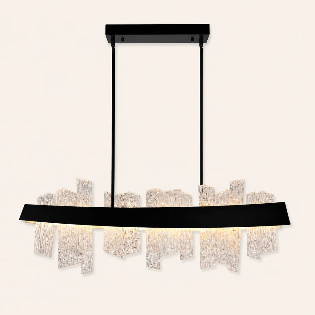 Guadiana Integrated LED 39in Black Chandelier with Handcrafted Glass