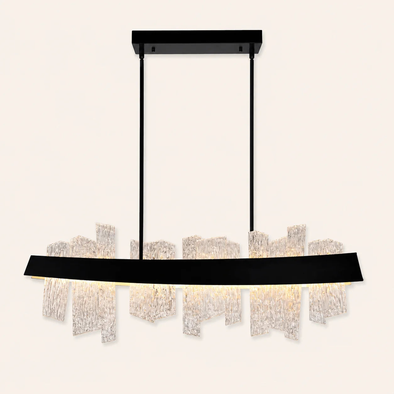 Guadiana Integrated LED 39in Black Chandelier with Handcrafted Glass