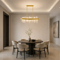 Guadiana Integrated LED 39in Satin Gold Chandelier with Handcrafted Glass
