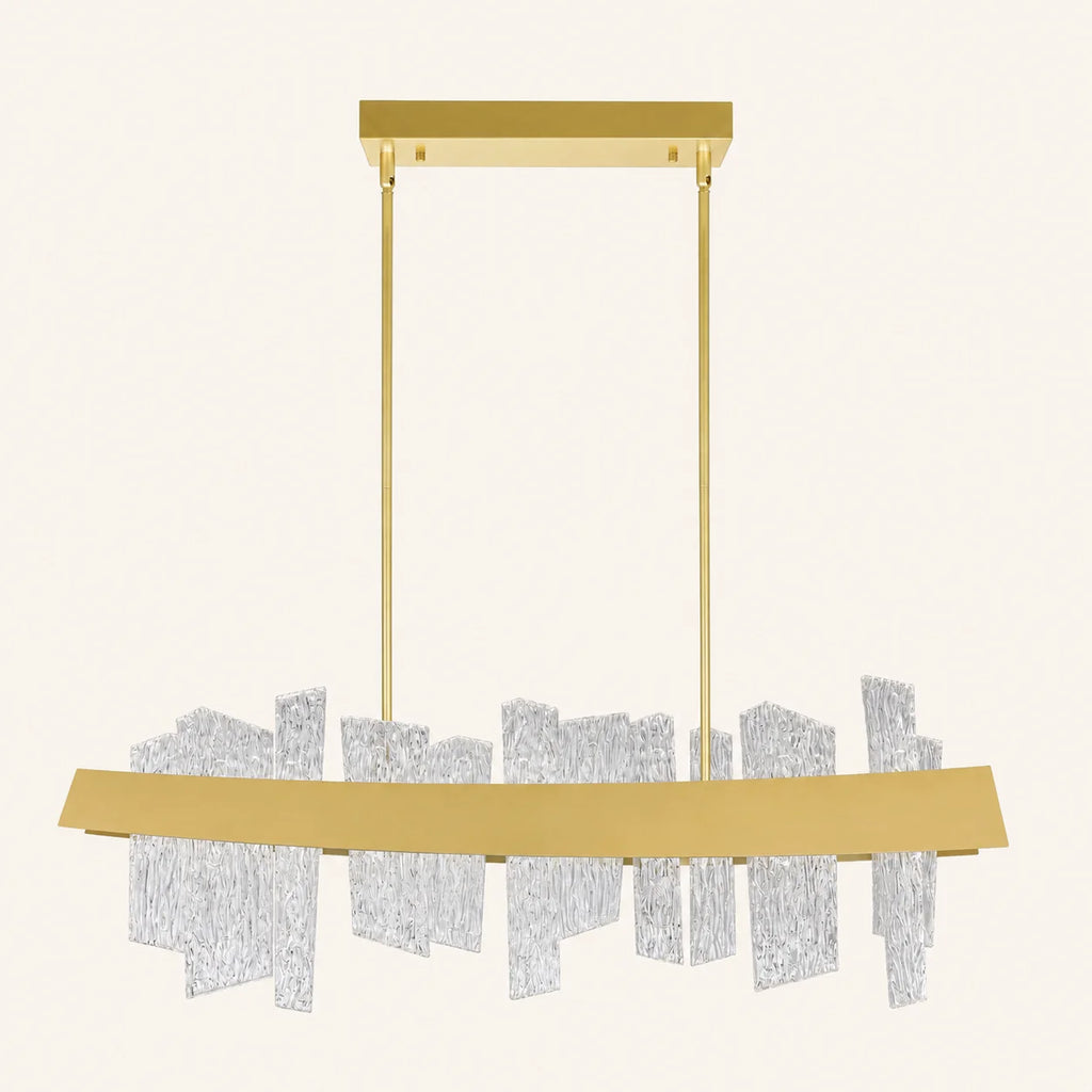 Guadiana Integrated LED 39in Satin Gold Chandelier with Handcrafted Glass