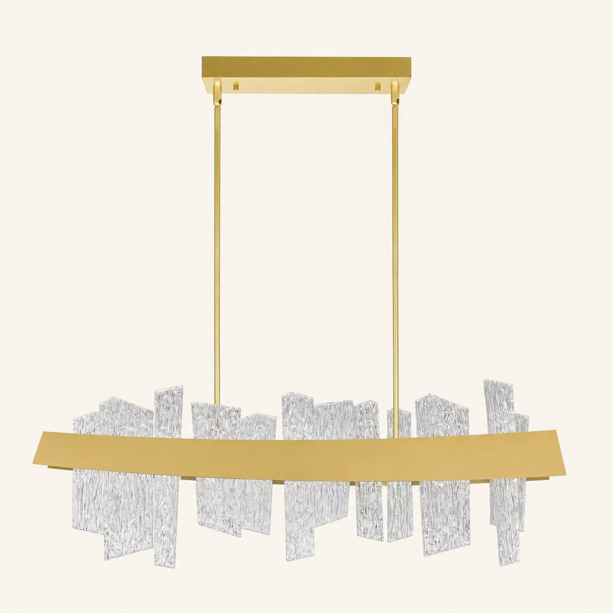 Guadiana Integrated LED 39in Satin Gold Chandelier with Handcrafted Glass