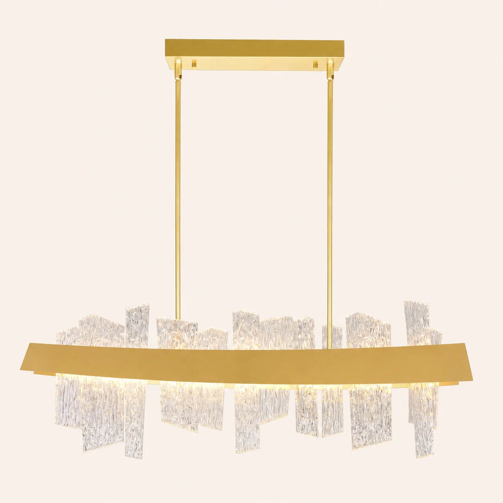 Guadiana Integrated LED 39in Satin Gold Chandelier with Handcrafted Glass