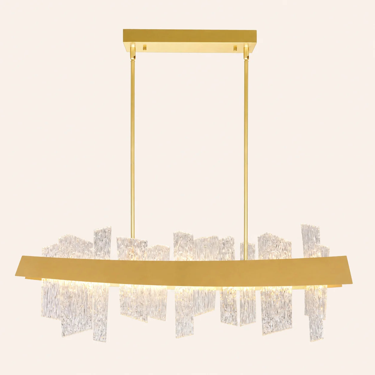 Guadiana Integrated LED 39in Satin Gold Chandelier with Handcrafted Glass