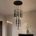 Flute Integrated LED 24in Black Chandelier