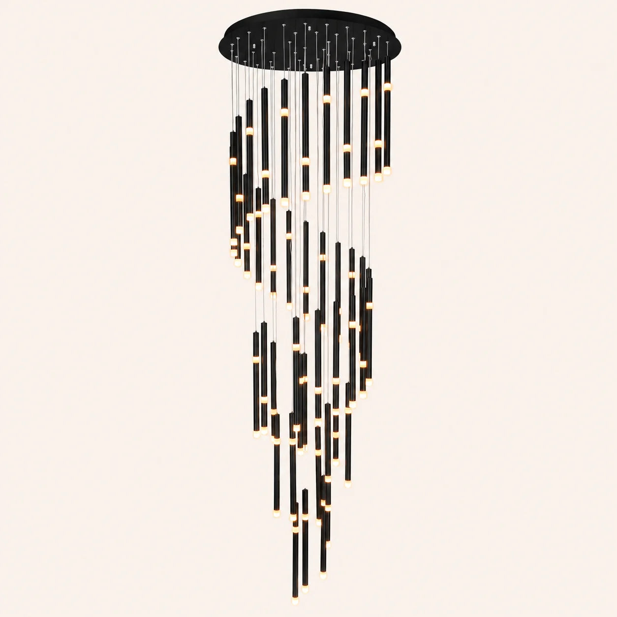 Flute Integrated LED 54in Black Chandelier