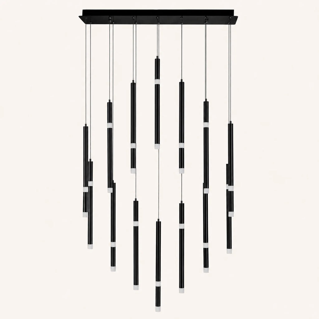 Flute Integrated LED 32in Black Chandelier