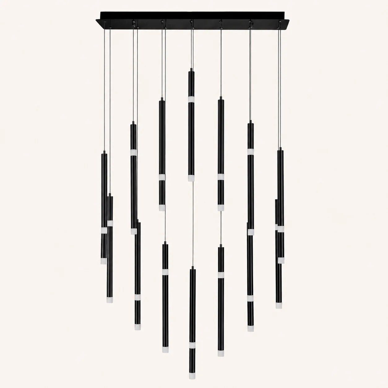 Flute Integrated LED 32in Black Chandelier