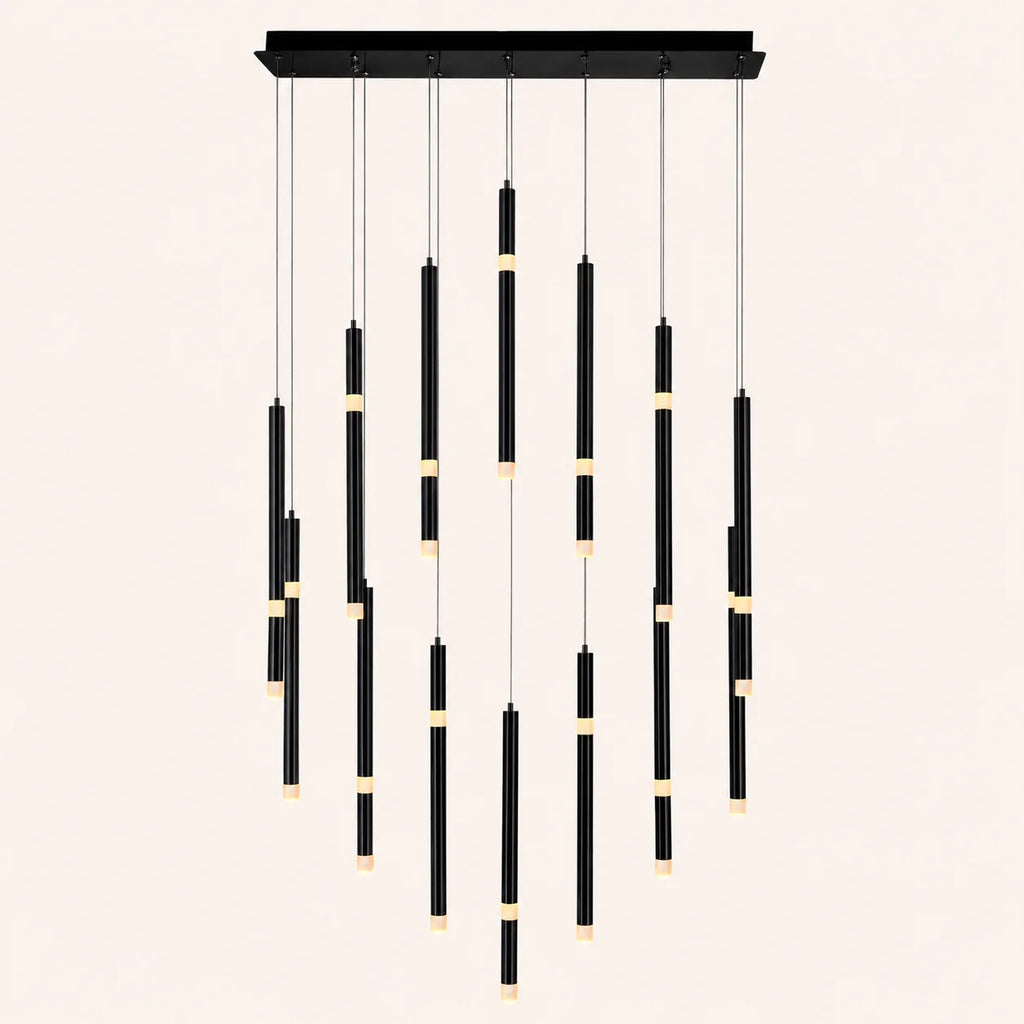 Flute Integrated LED 32in Black Chandelier