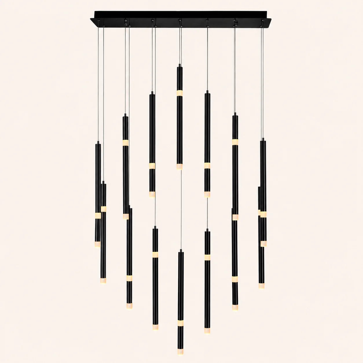 Flute Integrated LED 32in Black Chandelier