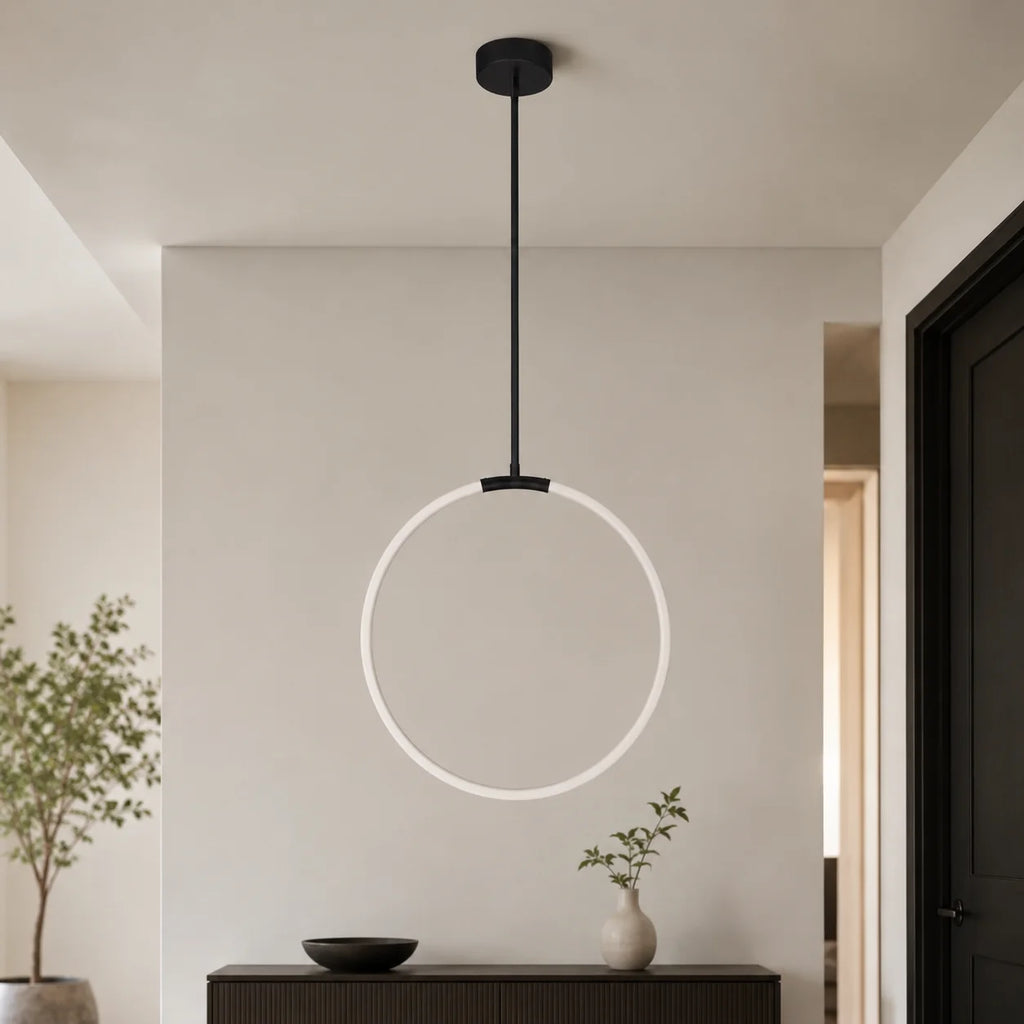 Hoops Integrated LED 24in Black Chandelier