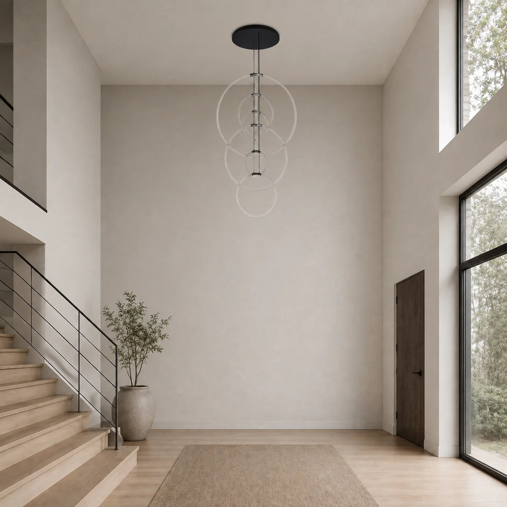 Hoops Integrated LED 35in 6 Ring Black Chandelier