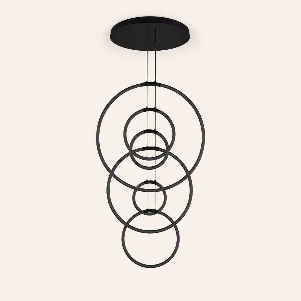 Hoops Integrated LED 35in 6 Ring Black Chandelier