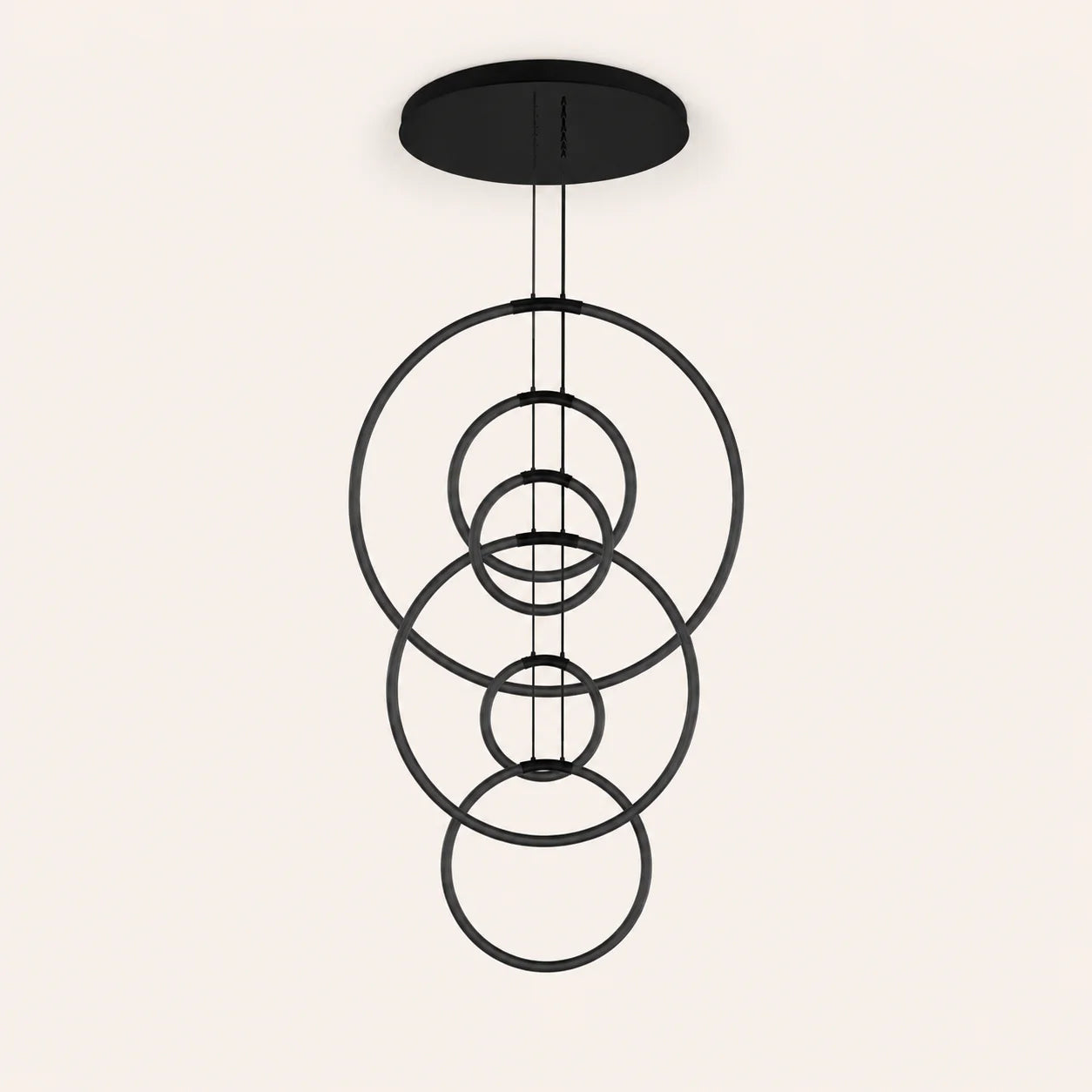 Hoops Integrated LED 35in 6 Ring Black Chandelier