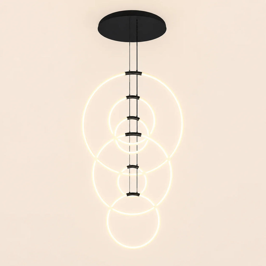 Hoops Integrated LED 35in 6 Ring Black Chandelier