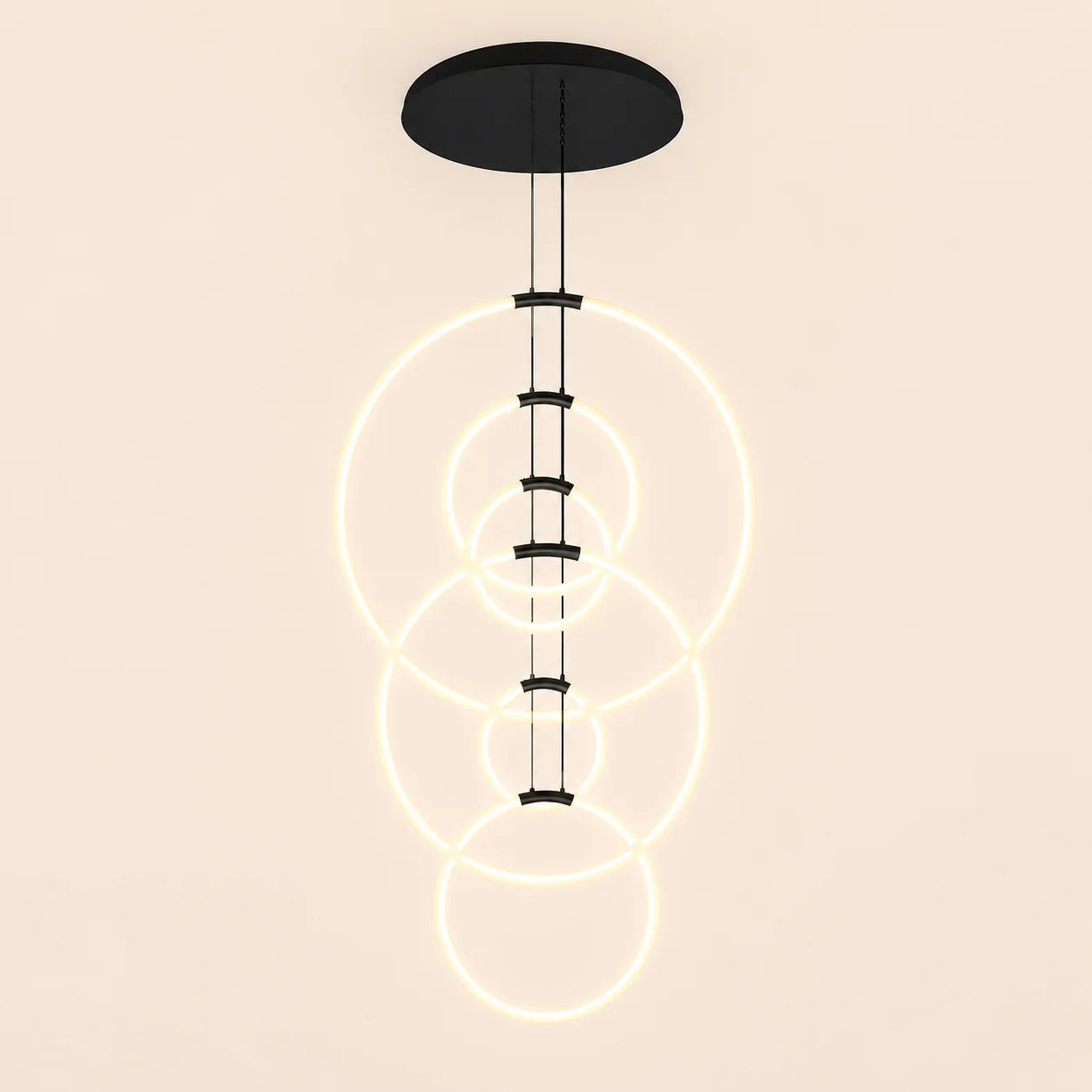 Hoops Integrated LED 35in 6 Ring Black Chandelier