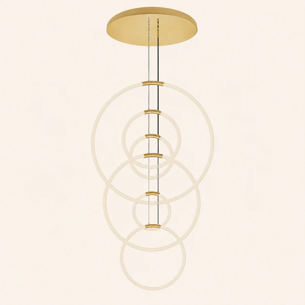 Hoops Integrated LED 35in 6 Ring Satin Gold Chandelier