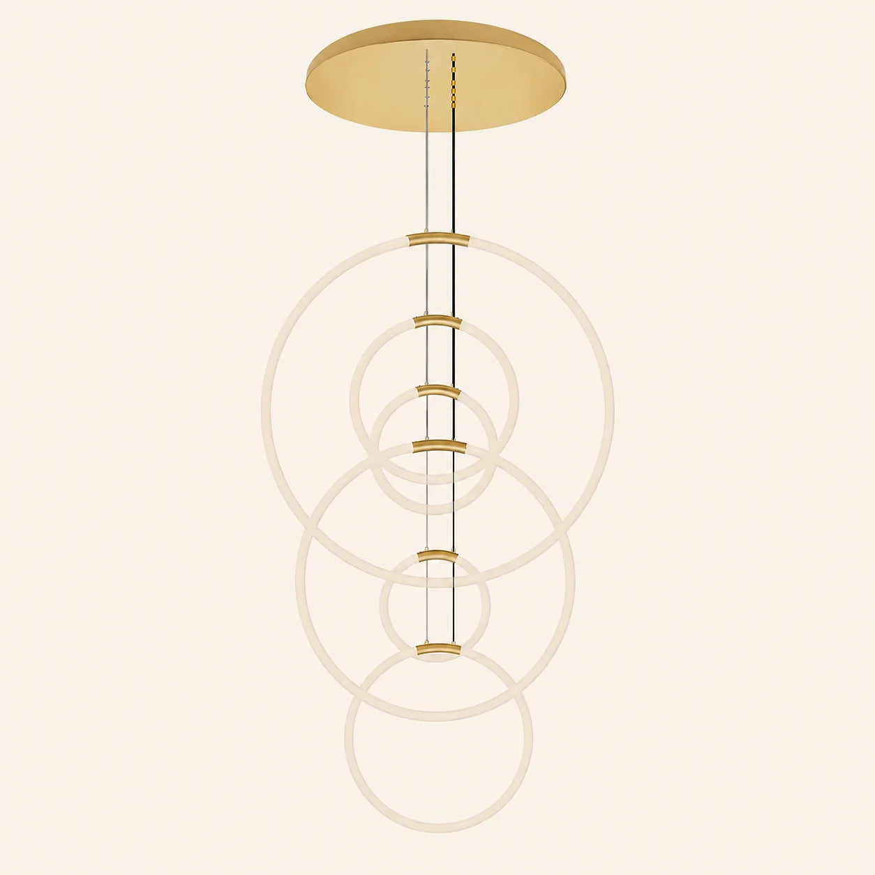 Hoops Integrated LED 35in 6 Ring Satin Gold Chandelier