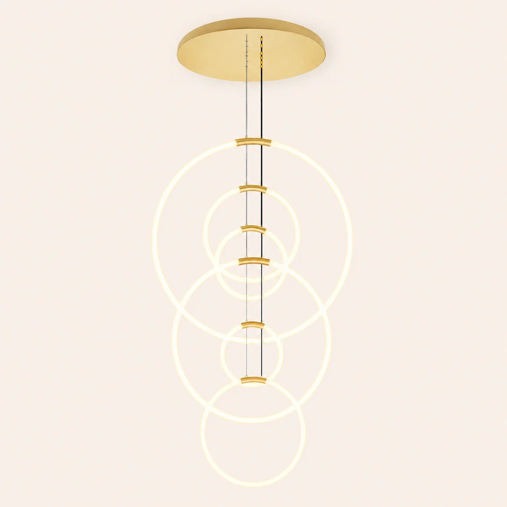 Hoops Integrated LED 35in 6 Ring Satin Gold Chandelier