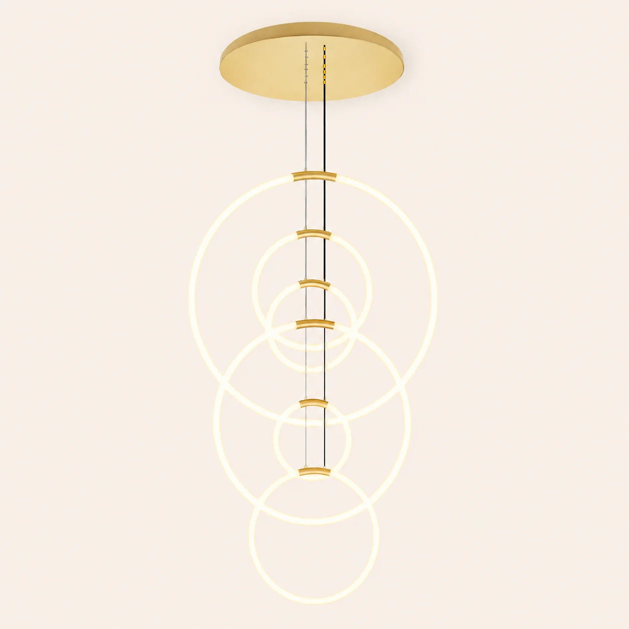 Hoops Integrated LED 35in 6 Ring Satin Gold Chandelier