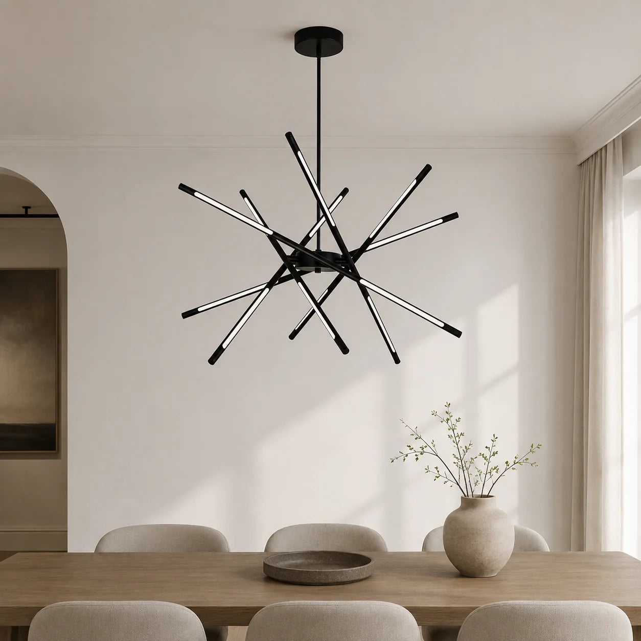 Oskil Integrated LED 31in Black Chandelier
