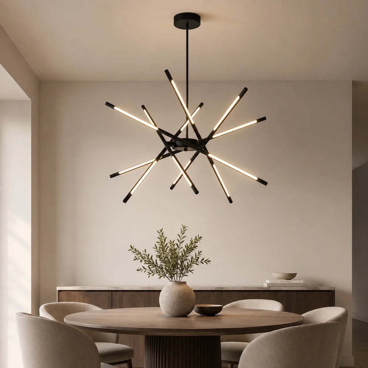 Oskil Integrated LED 31in Black Chandelier