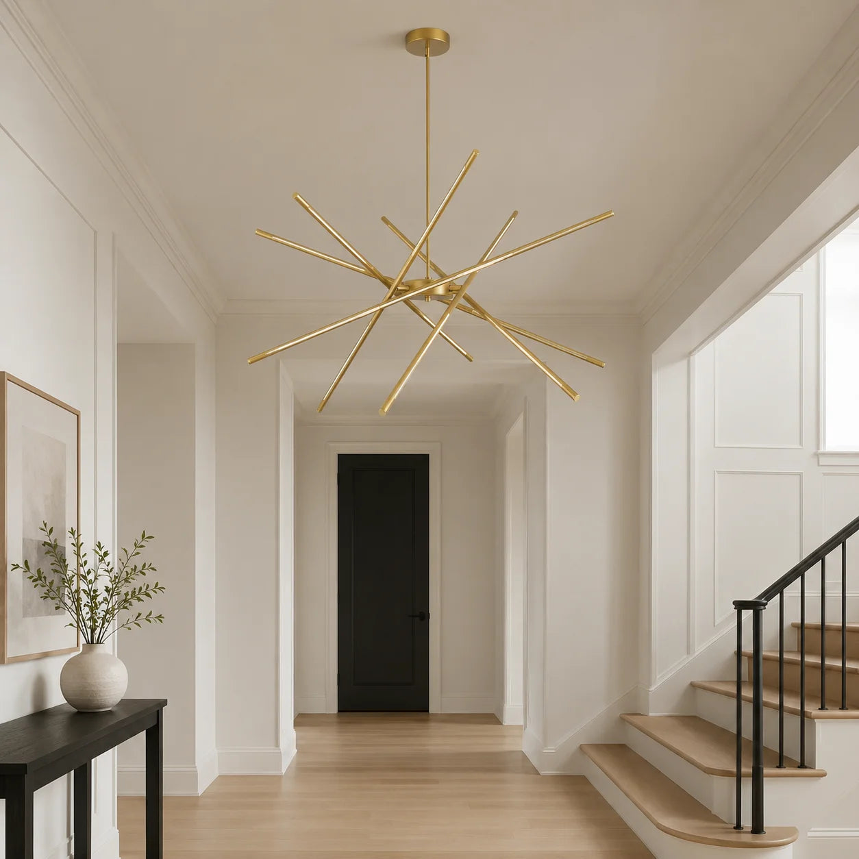 Oskil Integrated LED 43in Satin Gold Chandelier